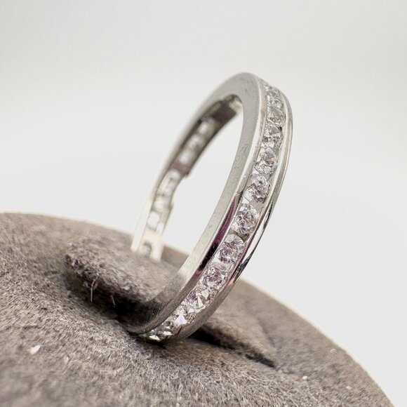 VTG Sterling Silver 925 Cubic Zirconia Channel Set Statement Ring Size 6.5 - Picture 2 of 8